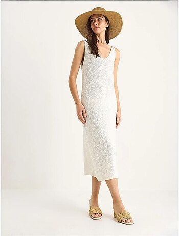 Robe d'été en maille à bretelles et rayures dans le dos de bianco lucci