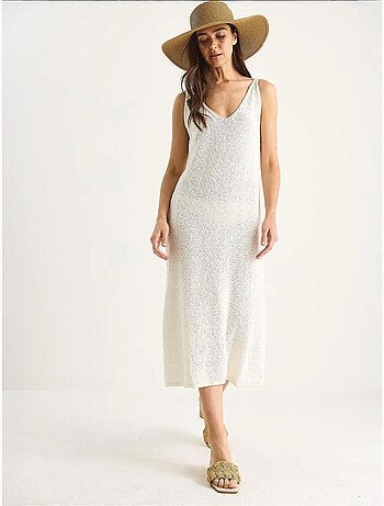 Robe d'été en maille à bretelles et rayures dans le dos de bianco lucci