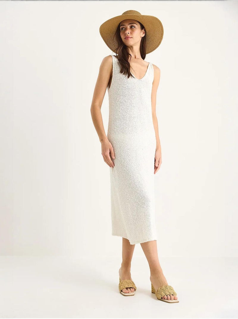 Robe d'été en maille à bretelles et rayures dans le dos de bianco lucci Beige argile - Kiabi