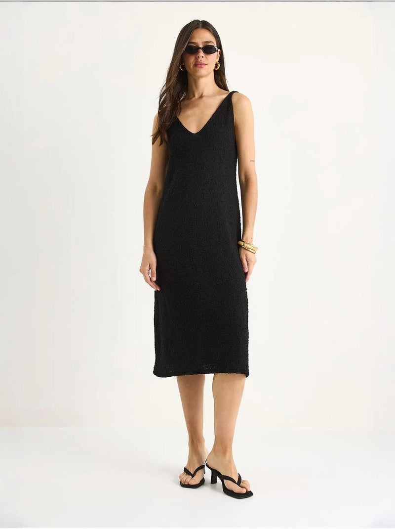 Robe d'été en maille à bretelles et rayures dans le dos de bianco lucci Noir - Kiabi