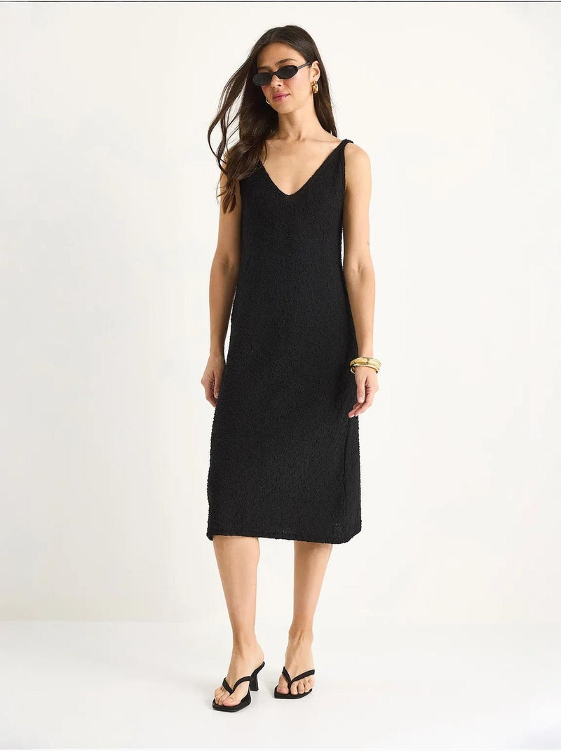 Robe d'été en maille à bretelles et rayures dans le dos de bianco lucci Noir - Kiabi