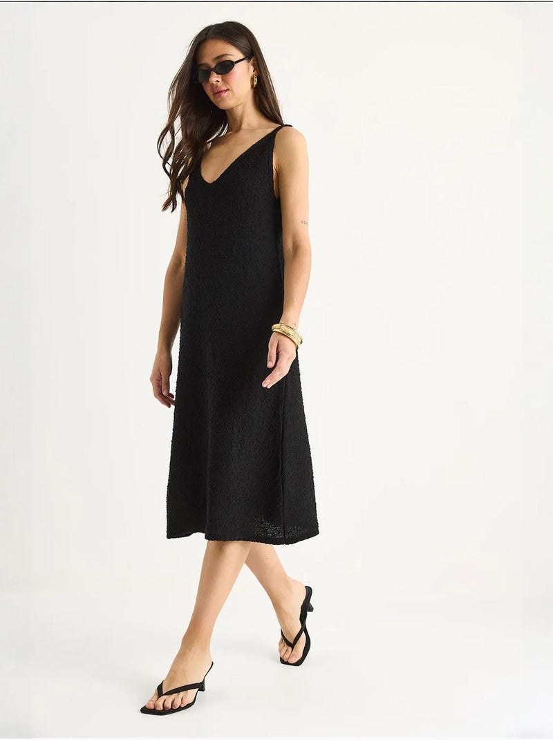 Robe d'été en maille à bretelles et rayures dans le dos de bianco lucci Noir - Kiabi