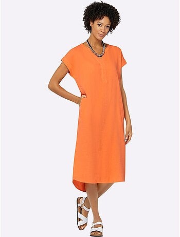 Robe d'été en mousseline avec encolure v et mancherons décontractés - taille standard - witt