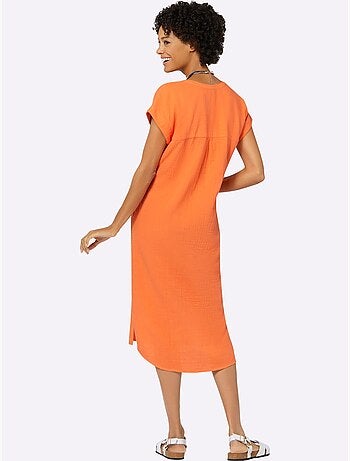 Robe d'été en mousseline avec encolure v et mancherons décontractés - taille standard - witt