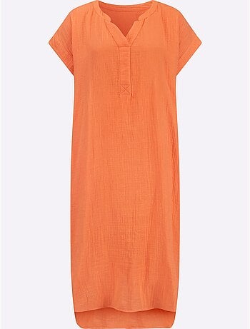 Robe d'été en mousseline avec encolure v et mancherons décontractés - taille standard - witt