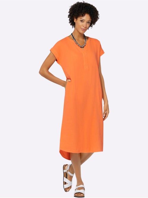 Robe d'été en mousseline avec encolure V et mancherons décontractés - Taille standard - Witt - Kiabi Robe d'été en mousseline avec encolure V et mancherons décontractés - Taille standard - Witt - Kiabi