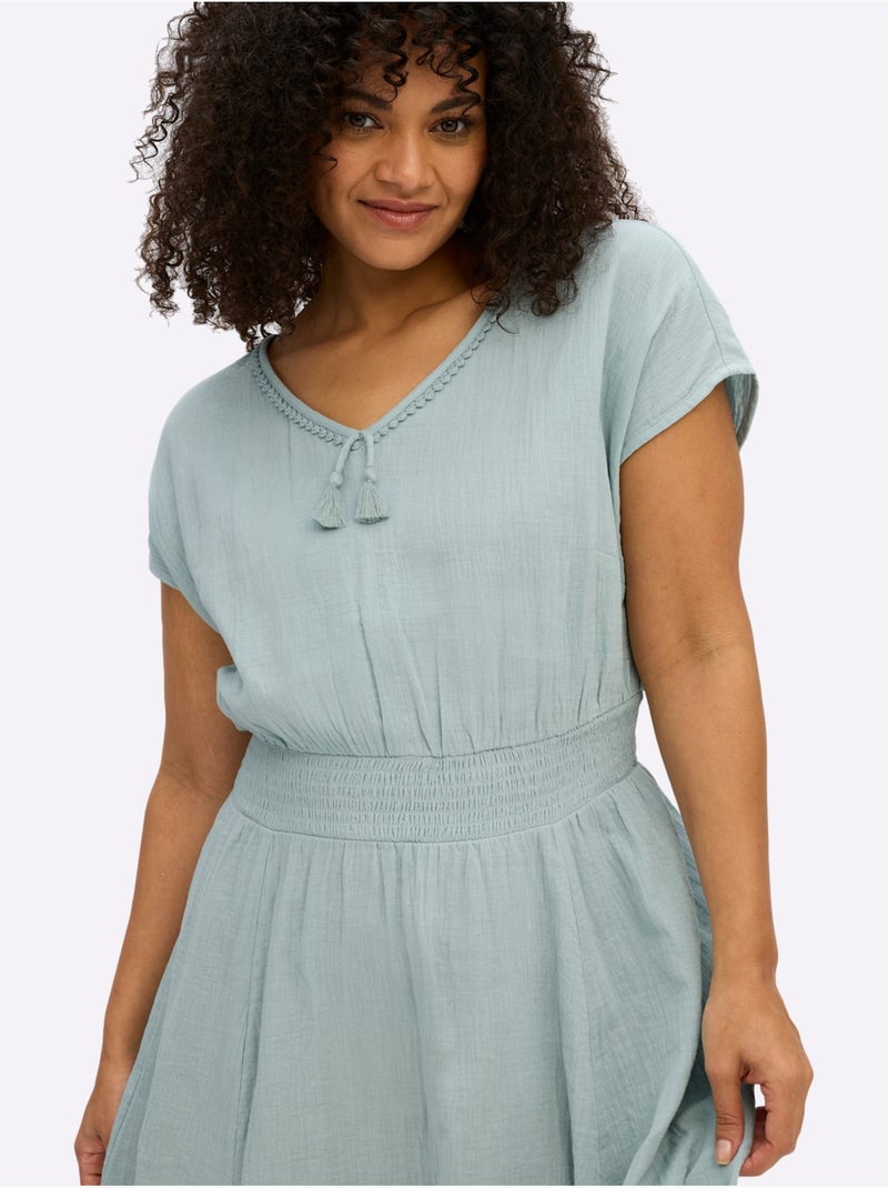 Robe D'été Encolure En V Affinante - Taille Standard - Sheego Menthe - Kiabi