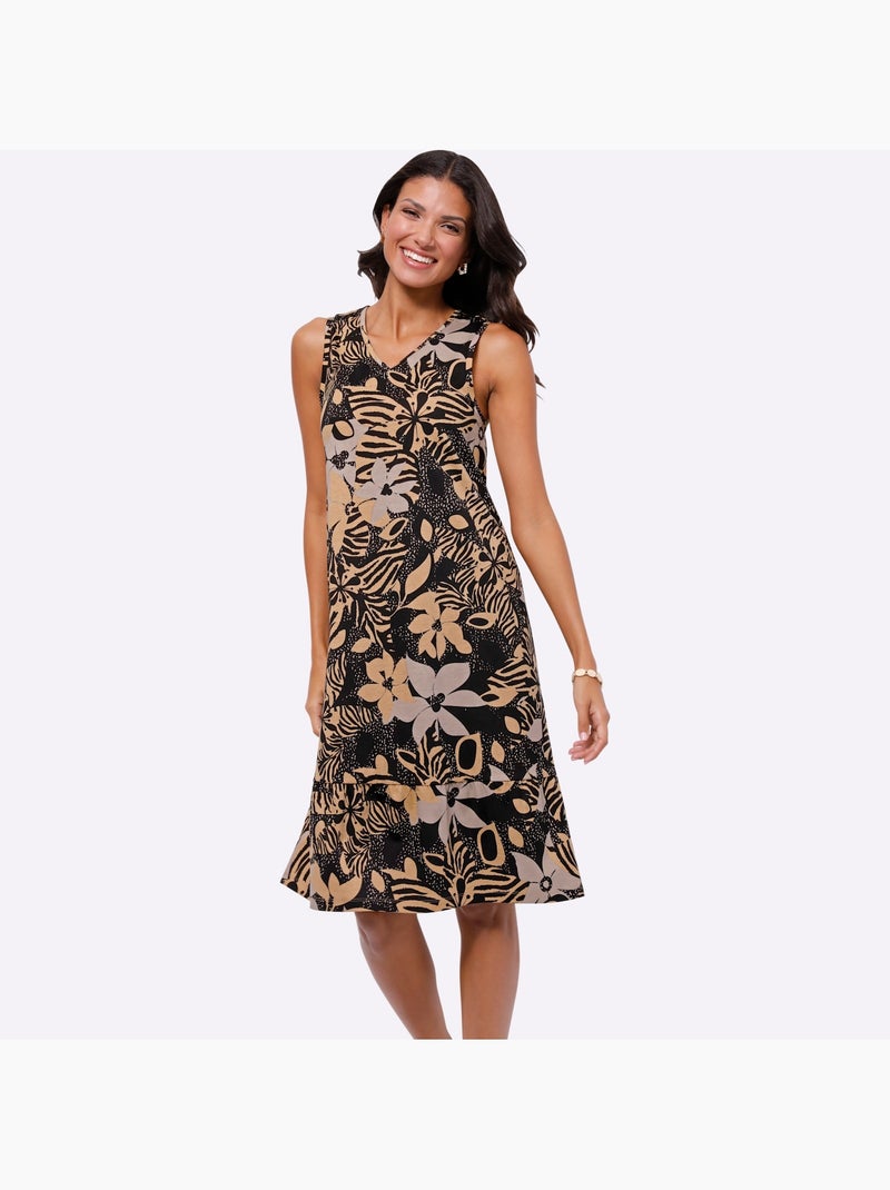 Robe D'été Jersey Fin - Moda Vilona Noir Jaune - Kiabi