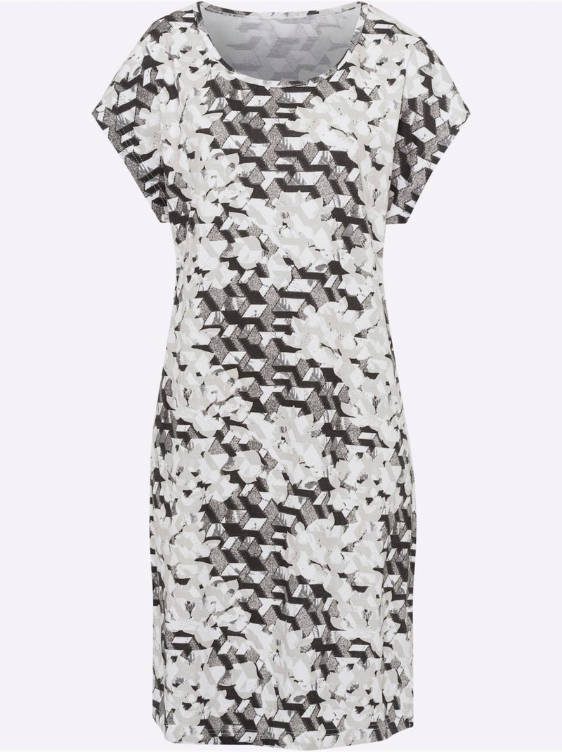 Robe D'été Jersey Fin - Taille Standard - Moda Vilona Blanc Noir - Kiabi