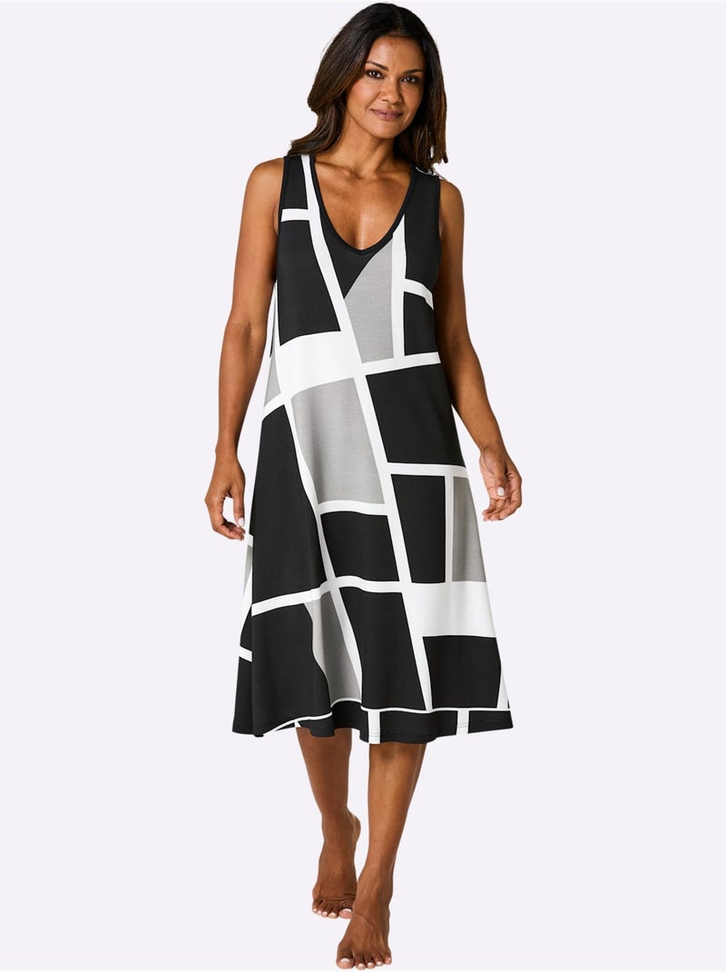 Robe D'été Jersey Fin - Taille Standard - Witt Noir Blanc - Kiabi