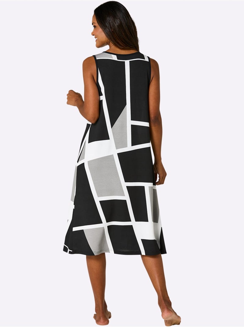 Robe D'été Jersey Fin - Taille Standard - Witt Noir Blanc - Kiabi