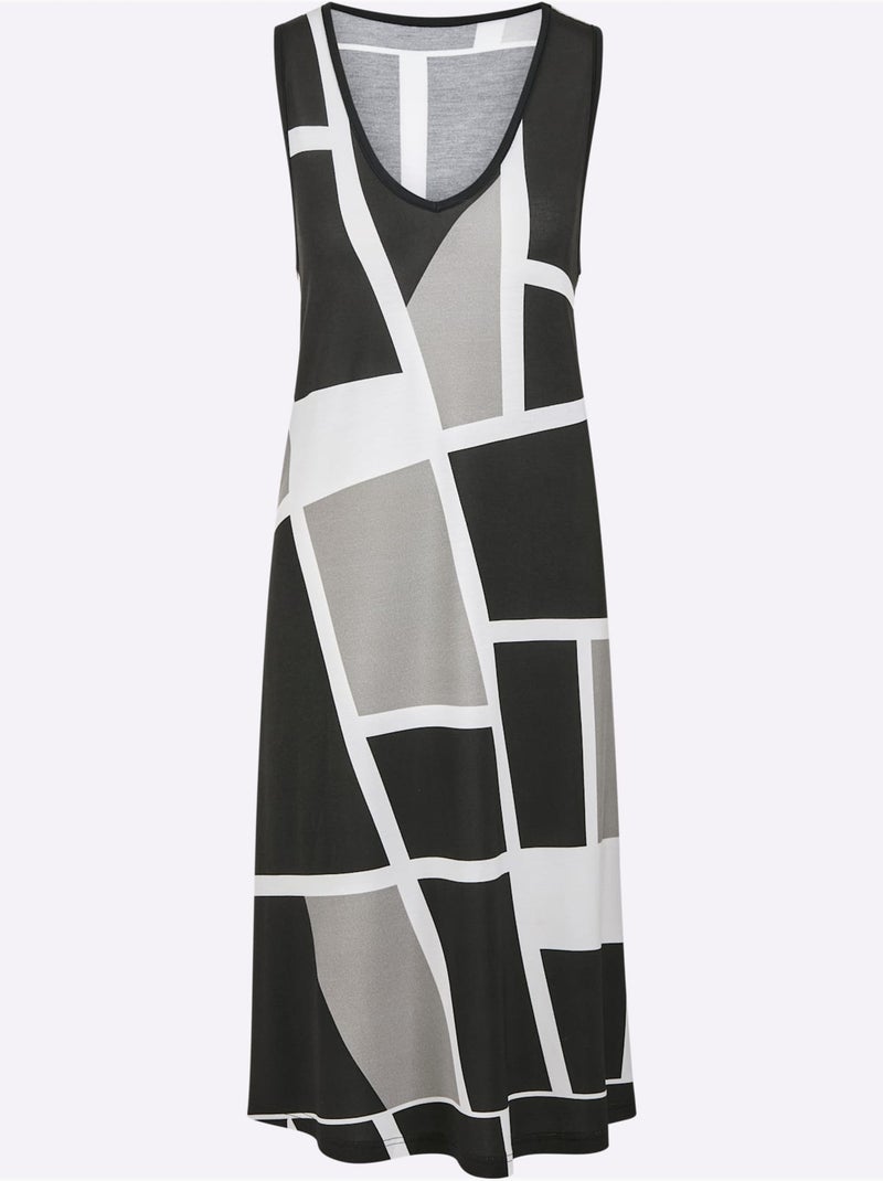 Robe D'été Jersey Fin - Taille Standard - Witt Noir Blanc - Kiabi