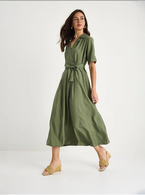 Robe d'été portefeuille à col en v et manches courtes avec ceinture bianco lucci - Kiabi Robe d'été portefeuille à col en v et manches courtes avec ceinture bianco lucci - Kiabi