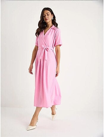 Robe d'été portefeuille à col en v et manches courtes avec ceinture bianco lucci