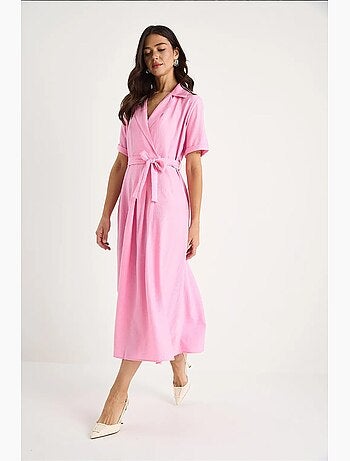 Robe d'été portefeuille à col en v et manches courtes avec ceinture lucci