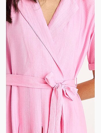 Robe d'été portefeuille à col en v et manches courtes avec ceinture lucci