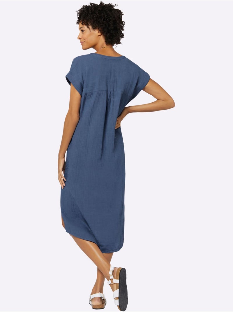 Robe D'été Pur Coton - Taille Standard - Witt Bleu jean - Kiabi