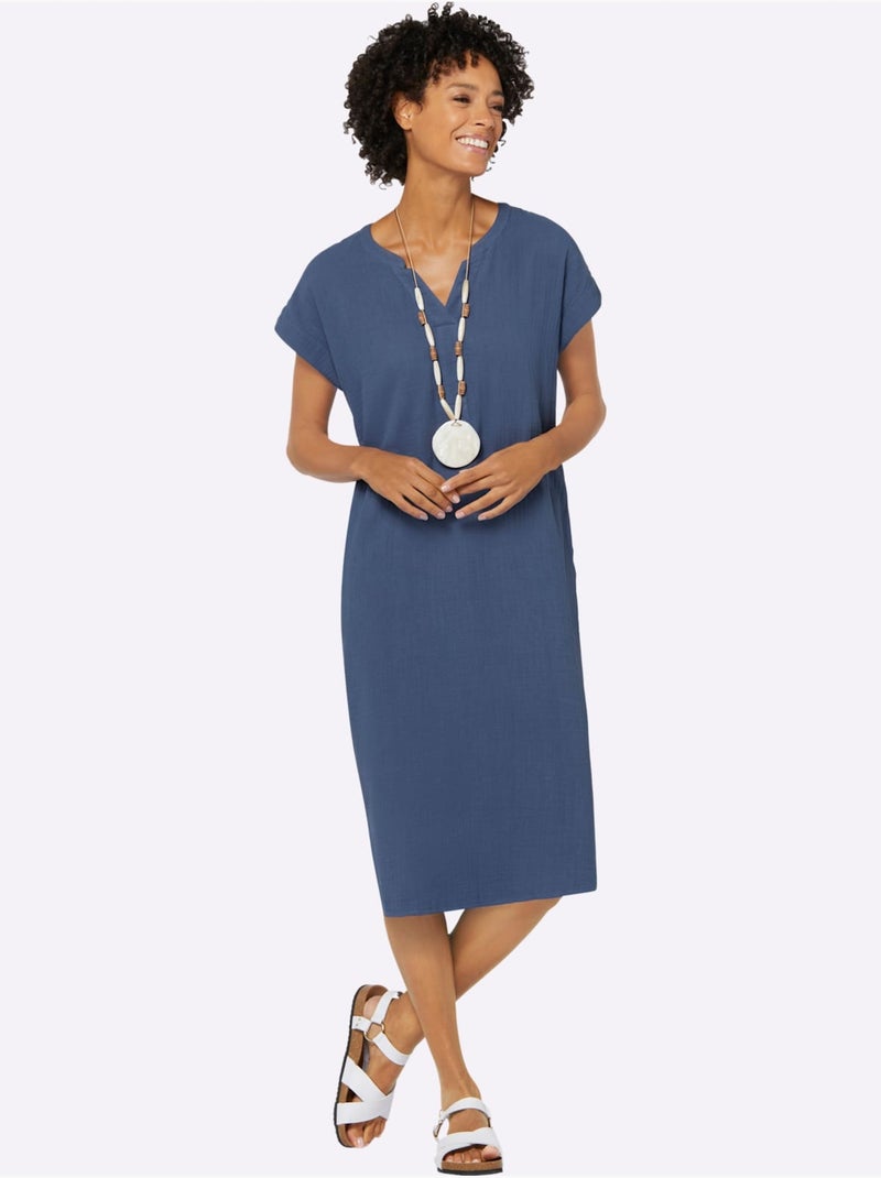 Robe D'été Pur Coton - Taille Standard - Witt Bleu jean - Kiabi