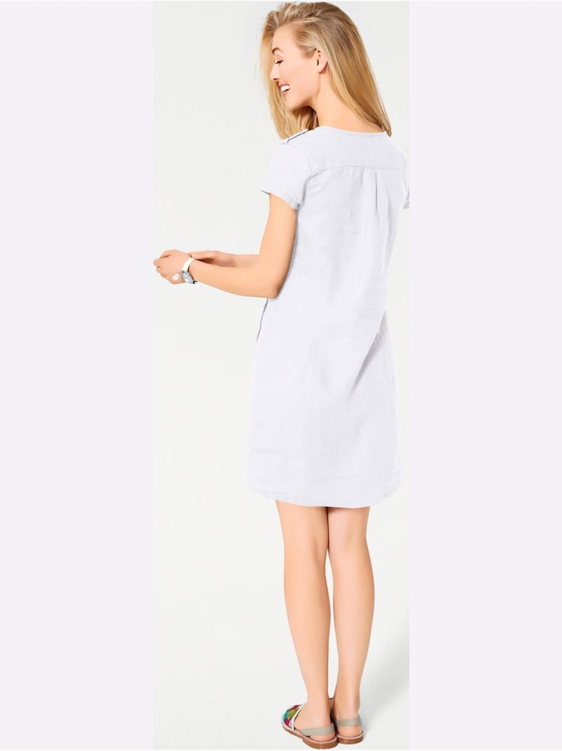 Robe D'été Pur Lin - Taille Standard - Helline Blanc - Kiabi
