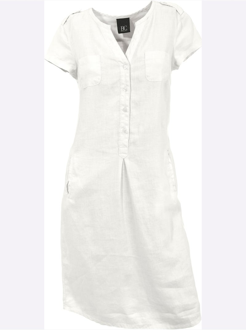 Robe D'été Pur Lin - Taille Standard - Helline Blanc - Kiabi