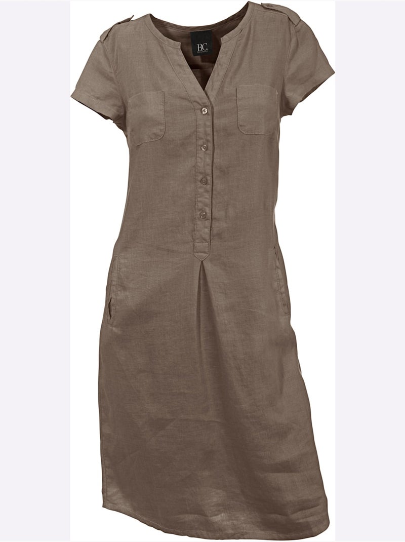 Robe d'été pur lin - taille standard - helline Marron/Choco - Kiabi