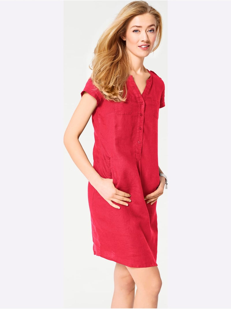Robe d'été pur lin - taille standard - helline Rouge - Kiabi