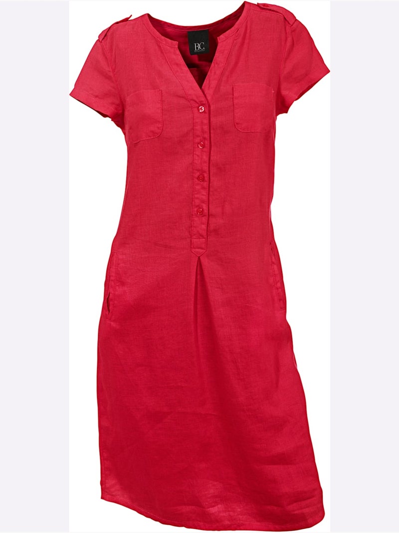 Robe d'été pur lin - taille standard - helline Rouge - Kiabi