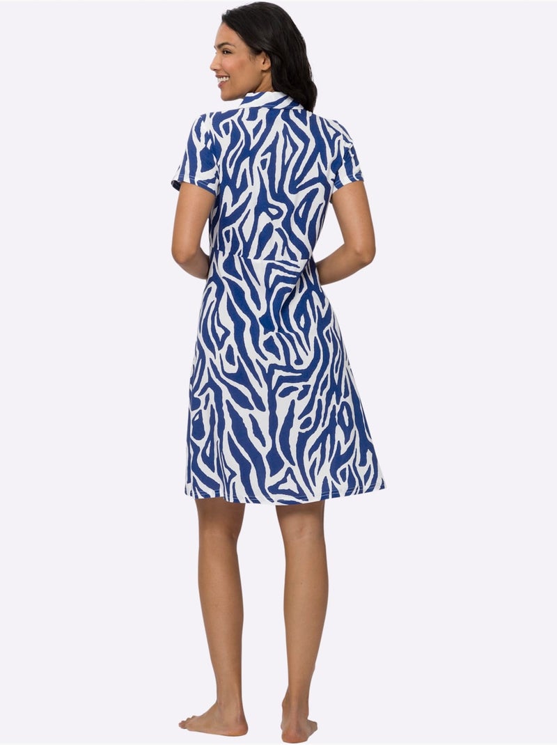 Robe D'été Pure Viscose - Taille Standard - Moda Vilona Bleu Blanc - Kiabi