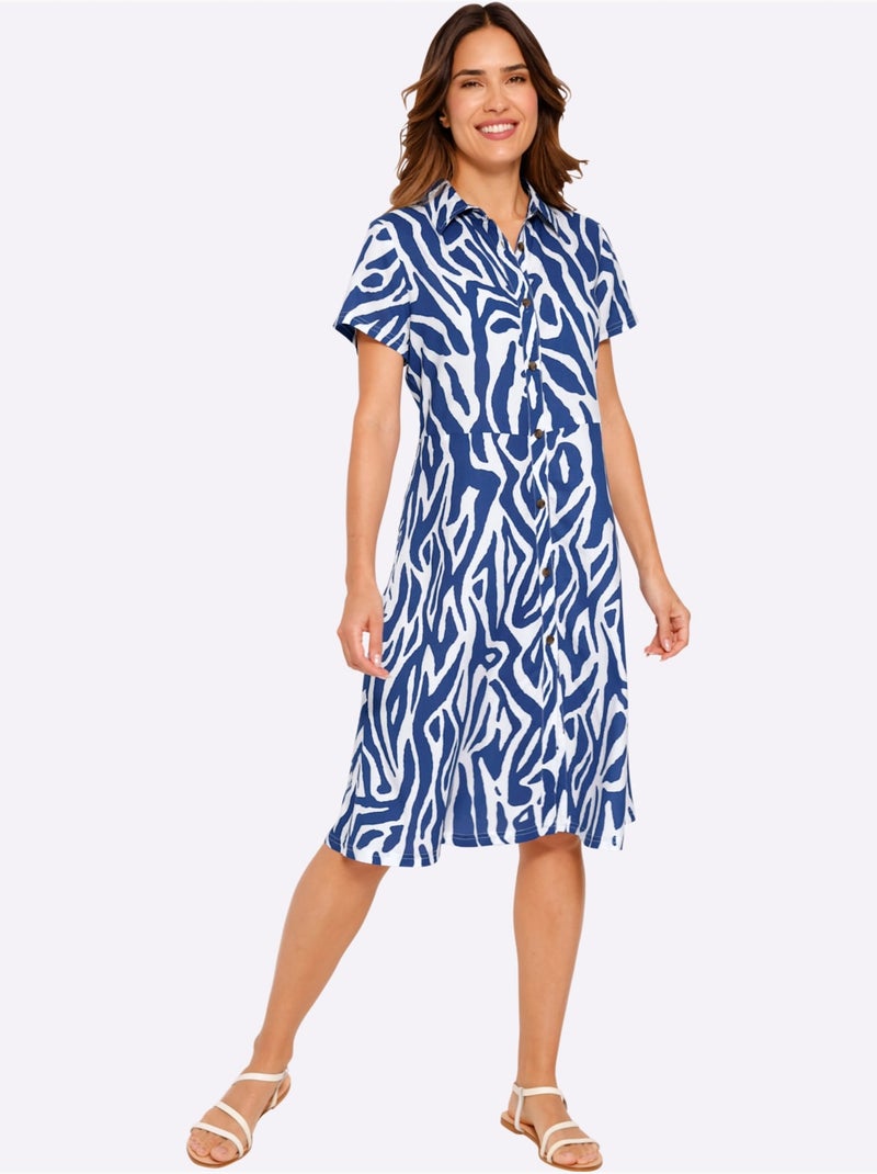 Robe D'été Pure Viscose - Taille Standard - Moda Vilona Bleu Blanc - Kiabi