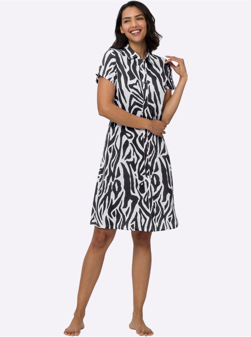 Robe D'été Pure Viscose - Taille Standard - Moda Vilona Noir Blanc - Kiabi