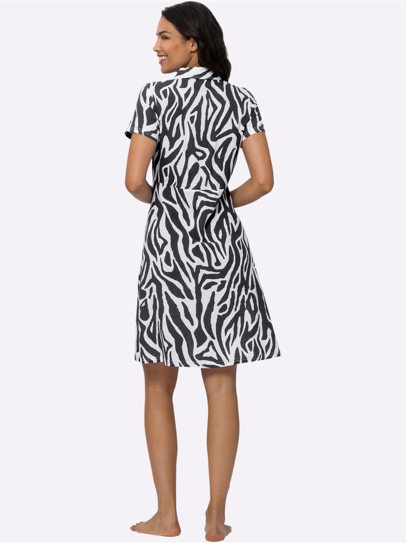 Robe D'été Pure Viscose - Taille Standard - Moda Vilona Noir Blanc - Kiabi