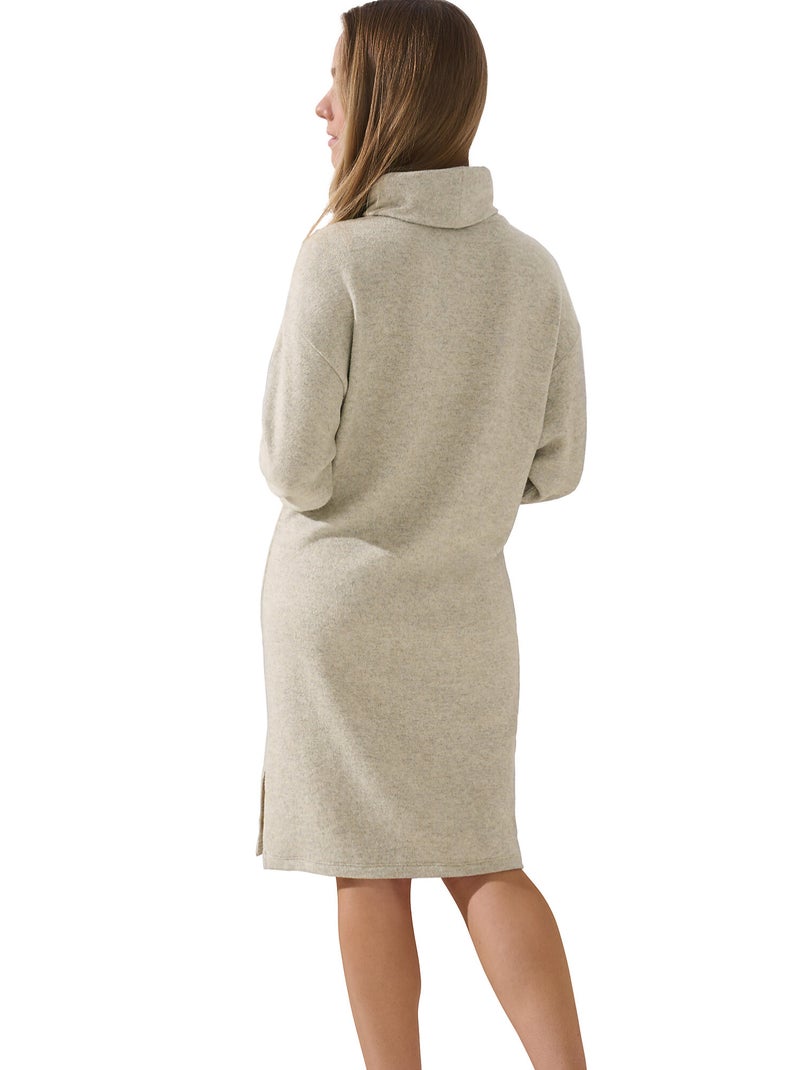 Robe détente col montant manches longues Olivette Beige - Kiabi