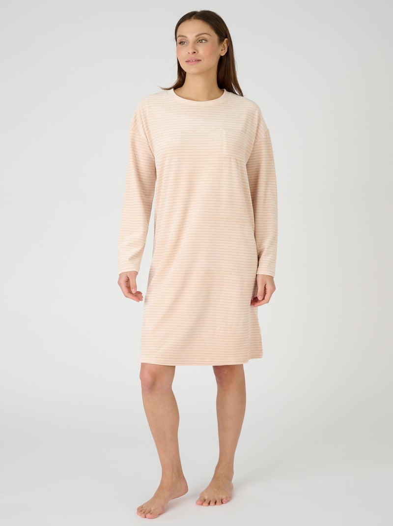 Robe détente Thermolactyl en velours  - Damart Rose - Kiabi