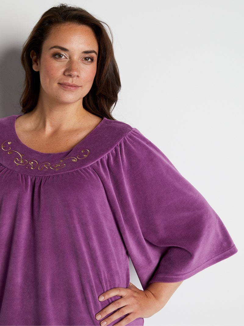 Robe d'hôtesse en velours Violet - Kiabi