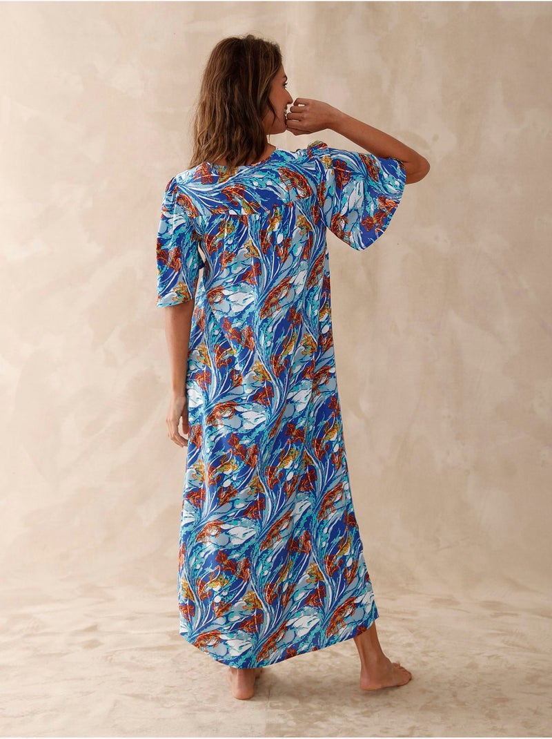 Robe d'hôtesse fluide - DAXON Bleu Multicolore - Kiabi