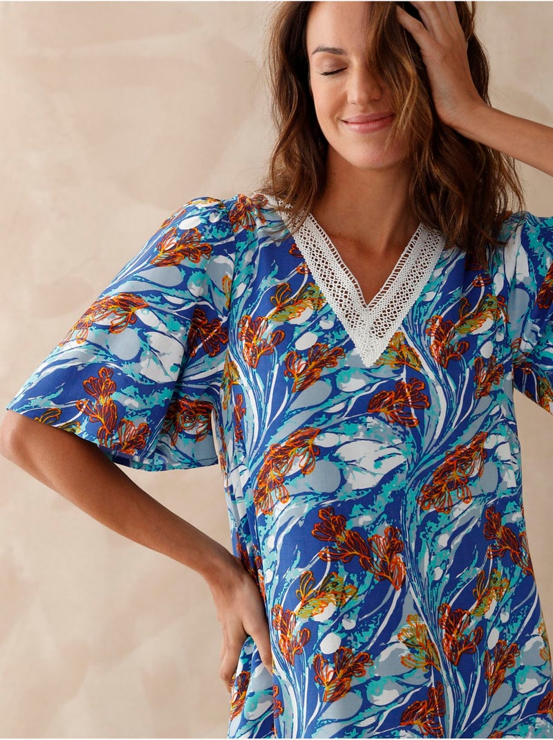 Robe d'hôtesse fluide - DAXON Bleu Multicolore - Kiabi