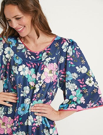 Robe d'hôtesse maille satinée fleurie antistatique