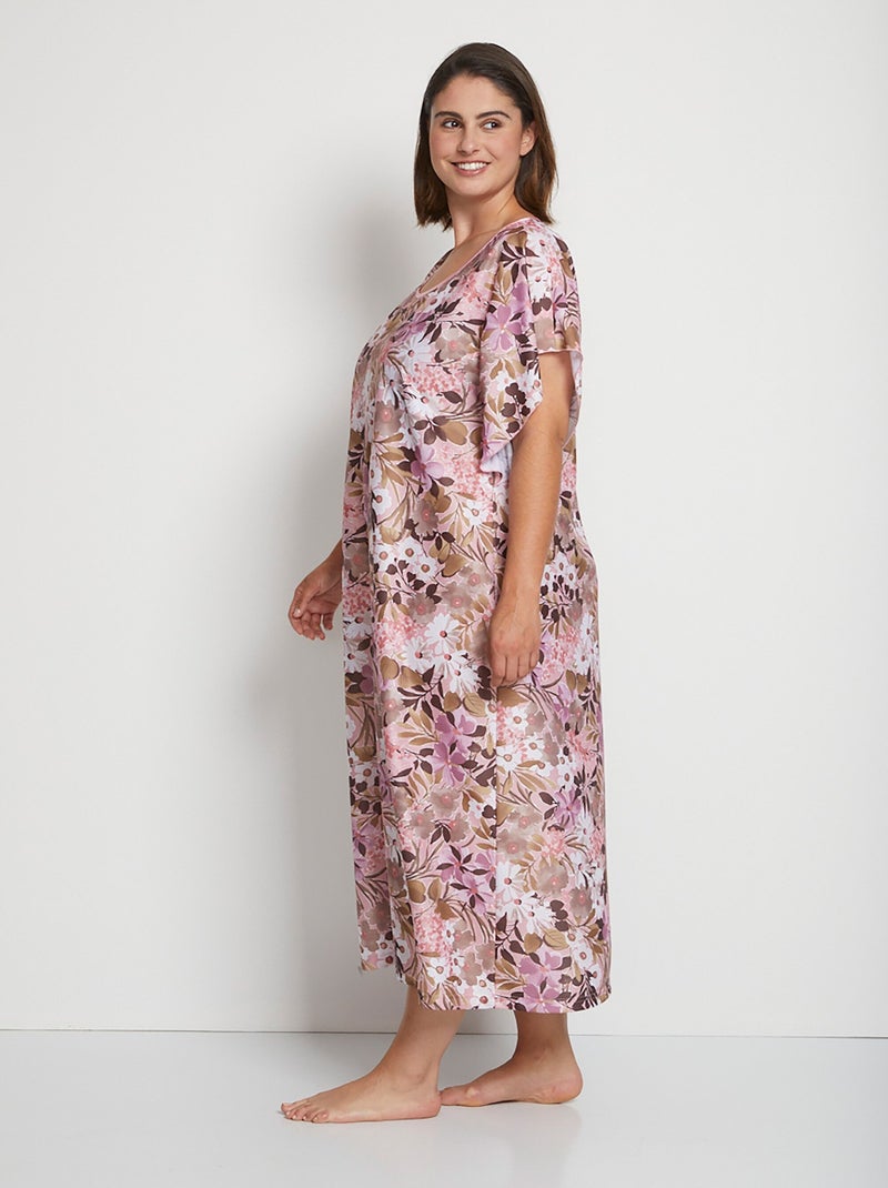 Robe d'hôtesse maille satinée imprimée Rose - Kiabi