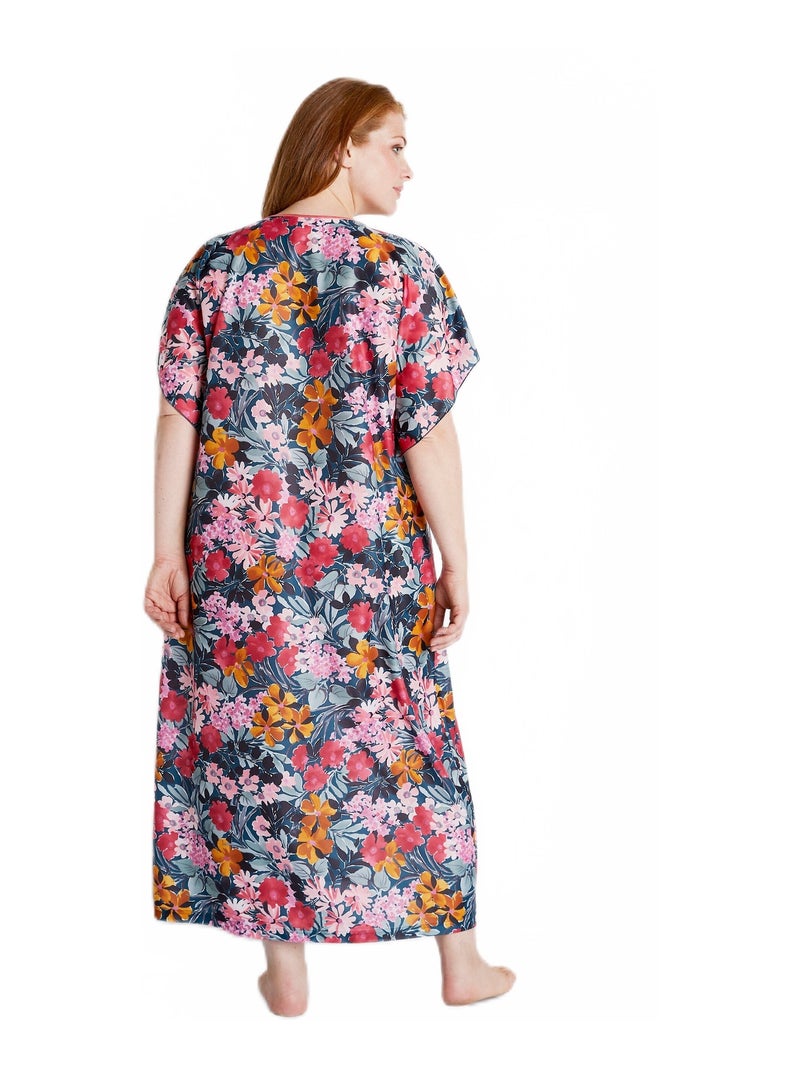 Robe d'hôtesse maille satinée imprimée Vert - Kiabi