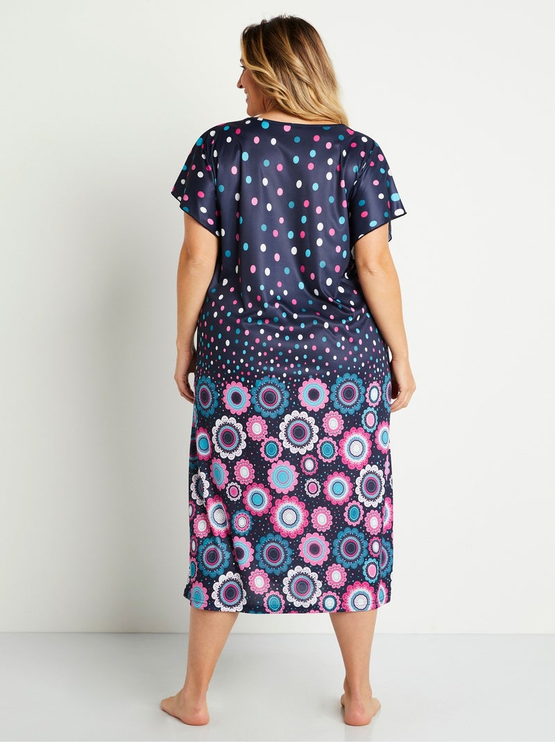 Robe d'hôtesse satiné antistatique fleuri Violet - Kiabi