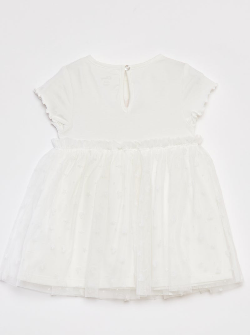 Robe 'Disney' à manches courtes avec bas en tulle BLANC - Kiabi