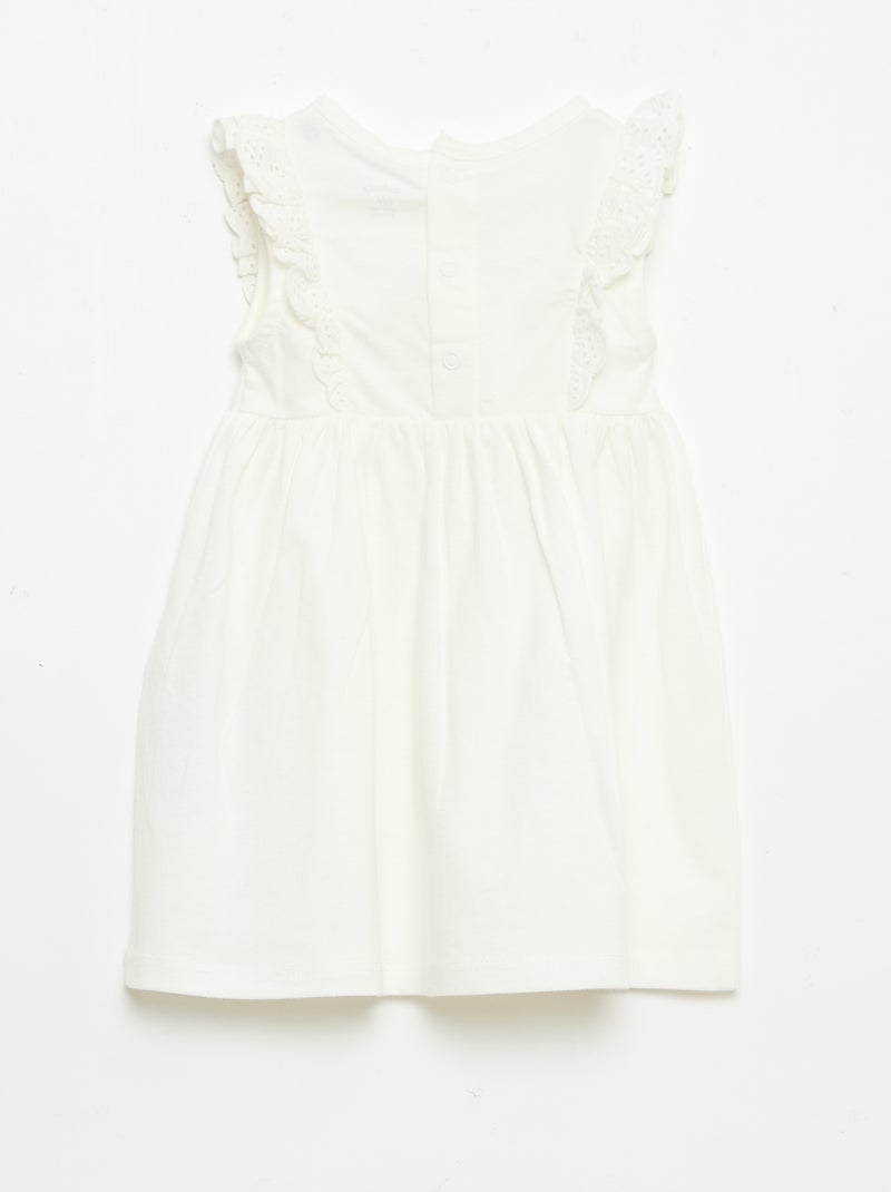 Robe 'Disney' unie sans manches avec volant sur le plastron Blanc - Kiabi