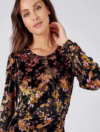 Robe drapée en velours - damart