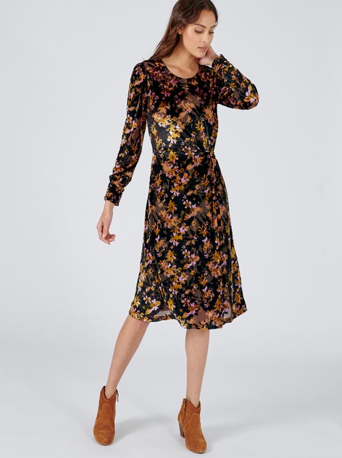 Robe drapée en velours - damart - Kiabi