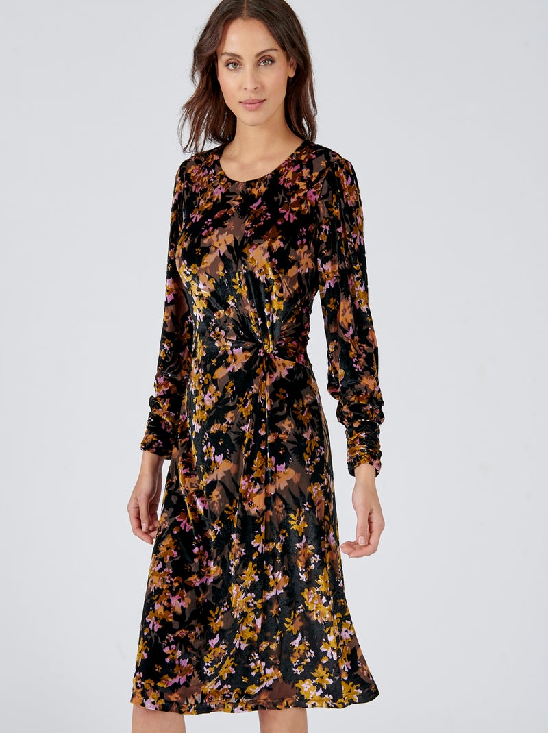 Robe drapée en velours - damart Noir - Kiabi