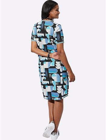 Robe droite à manches courtes avec imprimé géométrique en coton - Taille standard - Witt