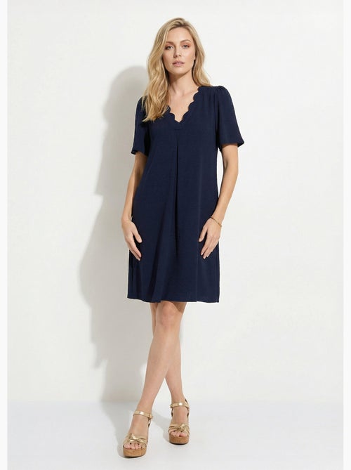 Robe droite courte col V festonné - Afibel - Kiabi