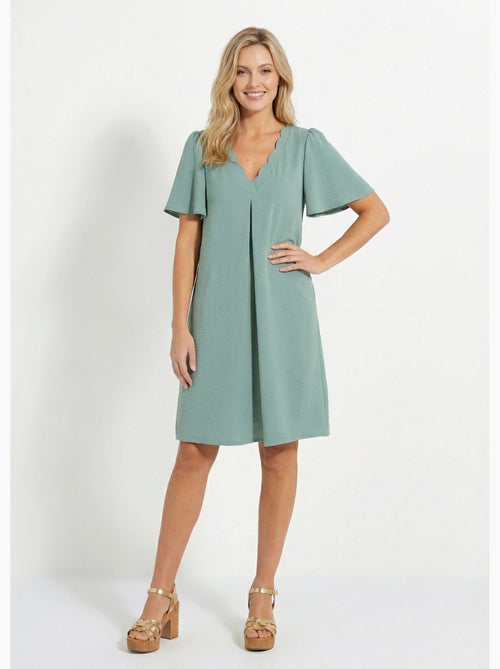 Robe droite courte col V festonné - Afibel - Kiabi