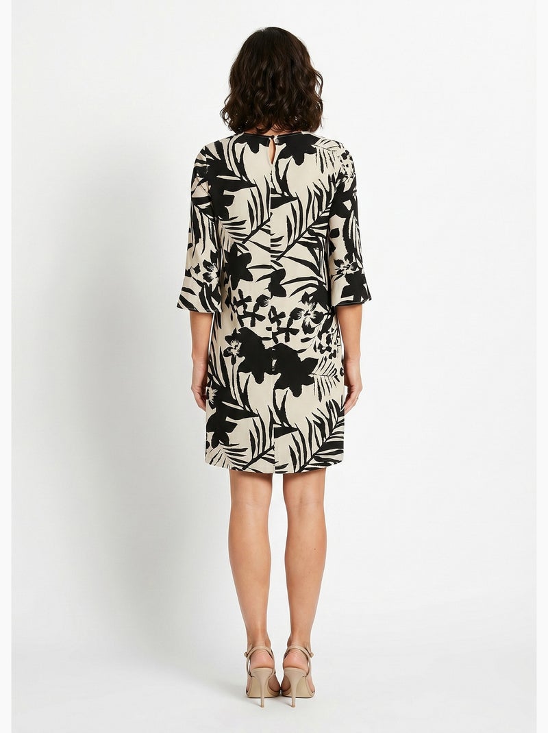 Robe droite courte fleurie fluide - Afibel Noir - Kiabi