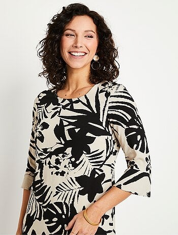Robe droite courte fleurie fluide